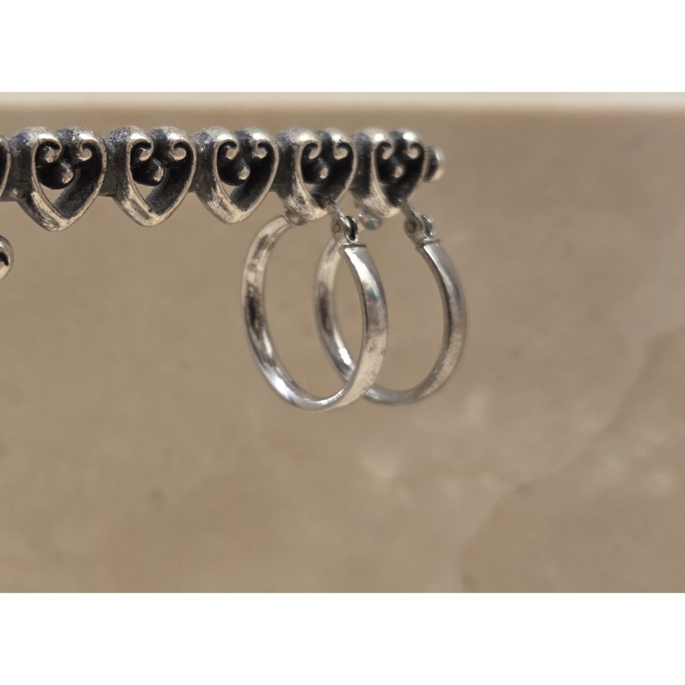 New Sterling Silver 18mm Hoop‎ Earrings - Picture 2 of 4